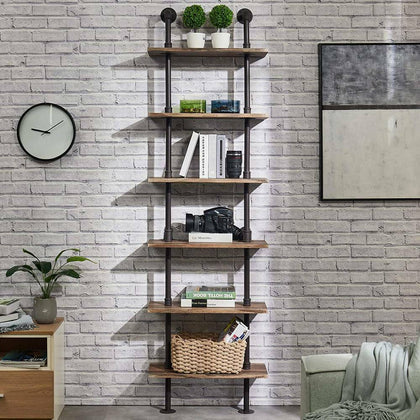 6 Tier Metal Ladder Wall Shelf Home Storage/Display Unit Bookcase Stand Bathroom