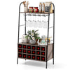 Kitchen Wine Bar Storage Cabinet Industrial Baker’s Rack w/ Detachable Wine Rack