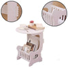Round Small Side Table Beside Coffee Desk Lamp Stand with Magazine Storage Rack