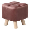Luxury Padded Wooden Footstool Ottoman Square/Round Pouffe Stool Wood 4 Legs UK