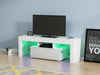 White Modern TV Stand Matt Cabinet Unit 130CM Width High Gloss Door LED Light