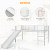 Kids Single Loft Bed Children Mid Sleeper Bunk Bed W/ Slide & Safety Guardrails
