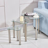 Clear Modern Glass Nest of 3 Tables Side End Corner Sofa Table Set Cara Coffee