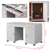 130cm Large Computer Desk Writing Table with 3 Drawers & 2 Door Home Office Grey