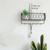 Wall Mounted Shelf Hooks Basket Wire Rack Storage Unit With Key Hanging Hangers