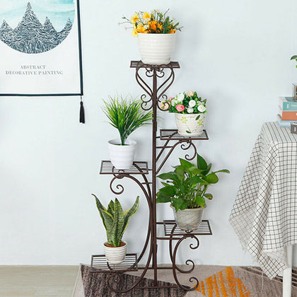 4 Tier Indoor Outdoor Metal Plant Stand Flower Pot Shelf RackGarden Home Decor