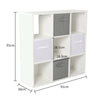 9 Cube Wooden Bookcase Shelving Unit w/ Grey Canvas Basket Display Storage Shelf