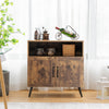 Industrial Storage Cabinet Wooden Cupboard Buffet Sideboard W/ Wine Glass Holder