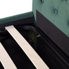Ottoman Bed with Gas Lift up Storage Double Size Velvet Fabric Bed Frame Green