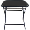 70cm Square Folding Glass Table Outdoor Garden Patio Furniture Black Metal Frame