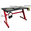 Spacious Gaming Desk Home Racing w/ Steel Frame Cup Headphone Holder Hook Red PC