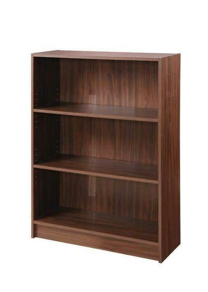 3 Tier Bookcase Wide Display Shelving Storage Unit Wood Furniture Walnut