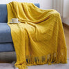 100% Acrylic Knit Throw Blanket Warm Decor Blanket with Tassels for Couch Bed