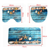 3Pcs Bathroom Blue Starfish Bathroom Non-Slip Pedestal Rug + Lid Toil