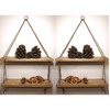 Rustic Vintage Shelves Handmade Wooden Natural Wood Floating Hanging Rope Shelf