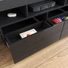 160cm Black TV Entertainment Unit LED Stand With Storage Drawers High Gloss Door