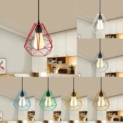 Pendant Light Shade Ceiling Industrial Geometric Wire Cage Lampshade Lamp Metal