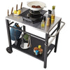 Outdoor Grill Dining Cart Double-Shelf BBQ Movable Food Prep Trolley Patio