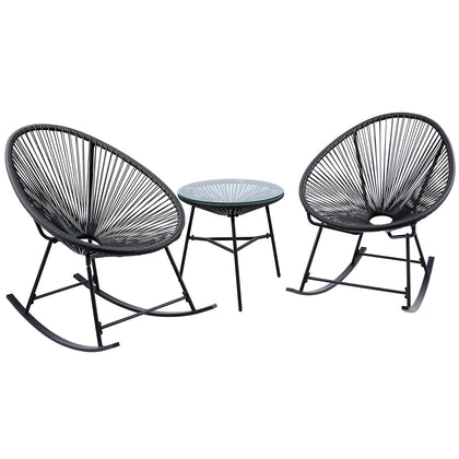 Bistro Set for 2 for Garden Terrace & More with 2 Garden Chairs Tea Table Black
