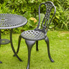 Black Bistro Set Outdoor Patio Garden Furniture Table and 2 Chairs Metal Frame