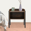 2pcs Industrial Bedside Table Stackable End Table with Storage Rustic Brown