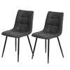 Set of 2 Dining Chairs Faux Leather Cushion Metal Legs Kitchen Deep Grey Modern