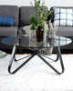 Round Glass Table with Black Legs Lounge Livingroom Modern
