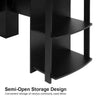 Black Corner L-shaped Computer Desk Shelves Laptop PC Table Wooden Home Office
