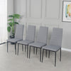 4 PCS Grey Linen Fabric Dining Chairs Set Padded Seat High Back Home Furniture