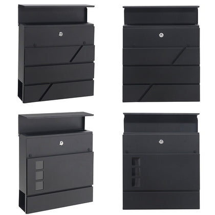 Home Garden Mail Box Lockable Post Letter Box w/Keys Door Porch Galvanised Steel