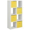 White 8 Cube Shelving Unit Furniture Shelf 4 Yellow Fabric Storage Box