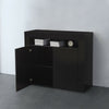 Sideboard Storage Matt Body&High Gloss Doors Buffet Cupboard Cabinet w/LED Black