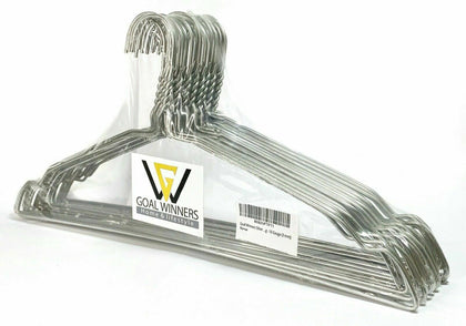 50 Silver Metal Wire Coat Hangers 40cm Strong Clothes Suit Trouser Space Saver