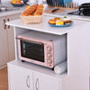 Rolling Kitchen Trolley Microwave Cart 2-Door Cabinet Shelves White