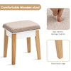 Vanity Makeup Dressing Table Wooden Cosmetic Table Stool Set W/Adjustable Mirror