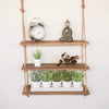 Hanging Rope Shelf 3 Wooden Shelves Home Decor Floating Display Storage Unit