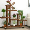 Multi Tier Flower Rack Plant Pot Stand Wood Shelves Bonsai Display Shelf Indoor