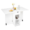 Mondeer Mobile Drop Leaf Folding Dining Table 1 Drawer 2 Storage Shelves White