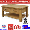 Solid Oak Wood Coffee Table with Drawer Living Room Furniture Stand