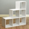 White 6 Cube Shelving Unit Furniture Shelves 3 Red Fabric Storage Boxes