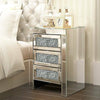 3 Drawers Mirrored Glass Bedside Table Side Cabinet Crystal Handles Bedroom UK