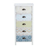Storage Chest Unit 5 Drawer Retro Style Bedroom Desktop Wood White Entryway
