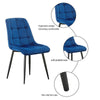Set of 2 Blue Grey Velvet Dining Chairs Dinning Kitchen Room Metal Leg Padded