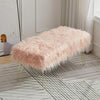 Shaggy Fluffy Bench Bedroom Hallway Pouffe Stool 100cm Bench with Hairpin Legs