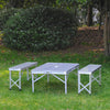 Outsunny Folding Picnic Table Bench Potable Aluminum Outdoor Garden BBQ Camping