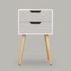x1 Chic White grey Bedside Table Cabinet 2 Drawers Wood Leg Bedroom Furniture