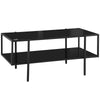 Coffee Table with Tempered Glass Top, Cocktail Table with Storage & Steel Frame