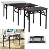 Foldable Table Computer Desk Wooden Tabletop Metal Legs Home Office Furniture UK