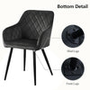 2 Pcs Dining Chairs With Armrests Velvet / PU Cushions Diamond Pattern Backrests