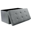 Large Grey Fine Linen Folding Storage Ottoman Pouffe Seat Foot Stool Storage Box